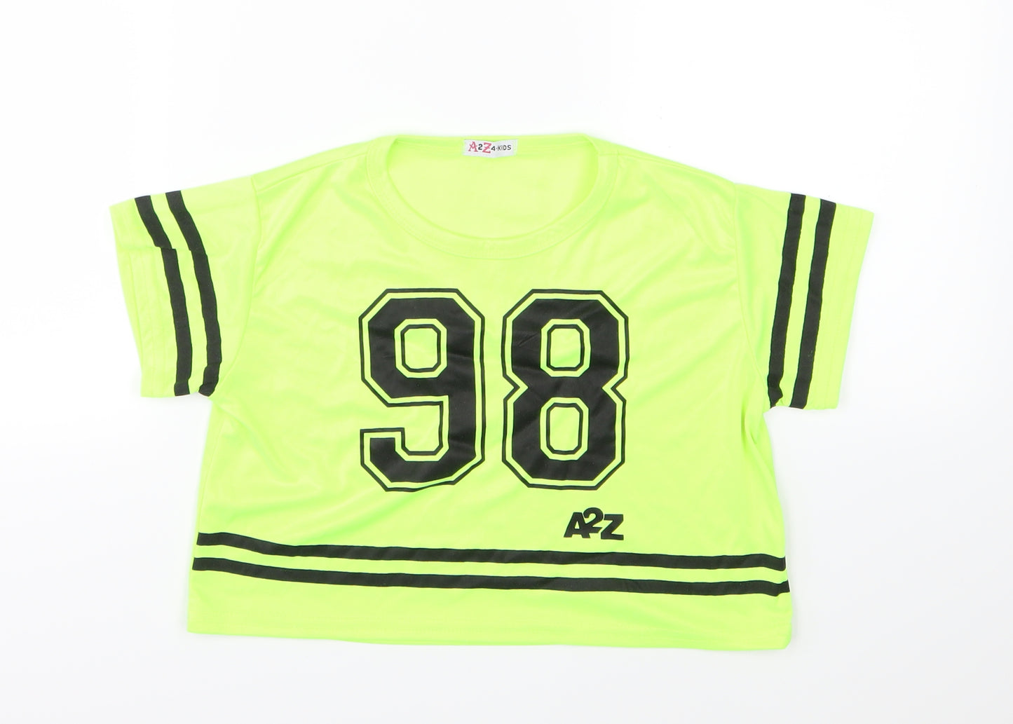 A2Z 4 kids Girls Yellow Striped Jersey Basic T-Shirt Size 11-12 Years  - Cropped
