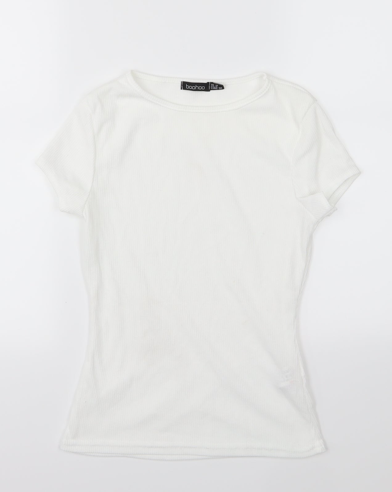 Boohoo Womens White  Jersey Basic T-Shirt Size 10