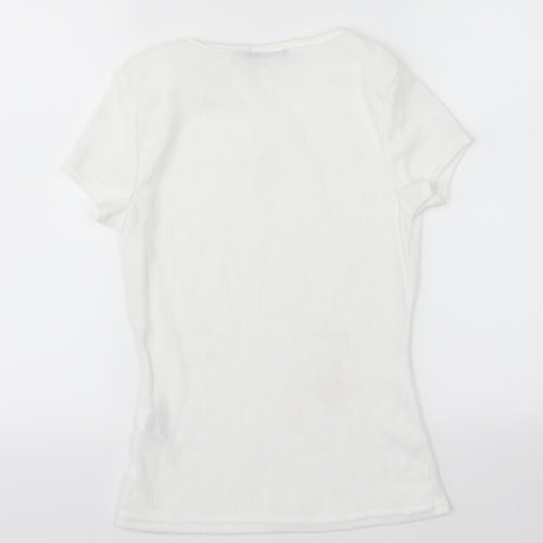 Boohoo Womens White  Jersey Basic T-Shirt Size 10
