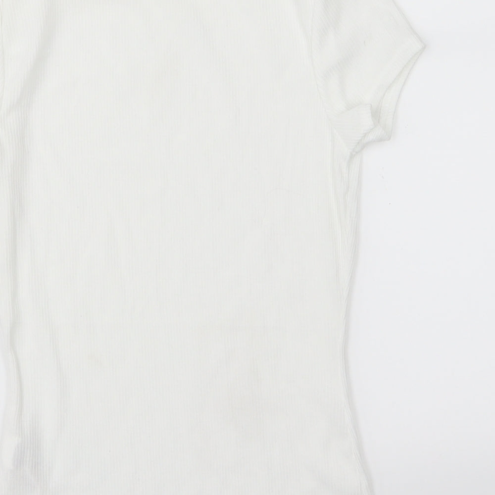 Boohoo Womens White  Jersey Basic T-Shirt Size 10