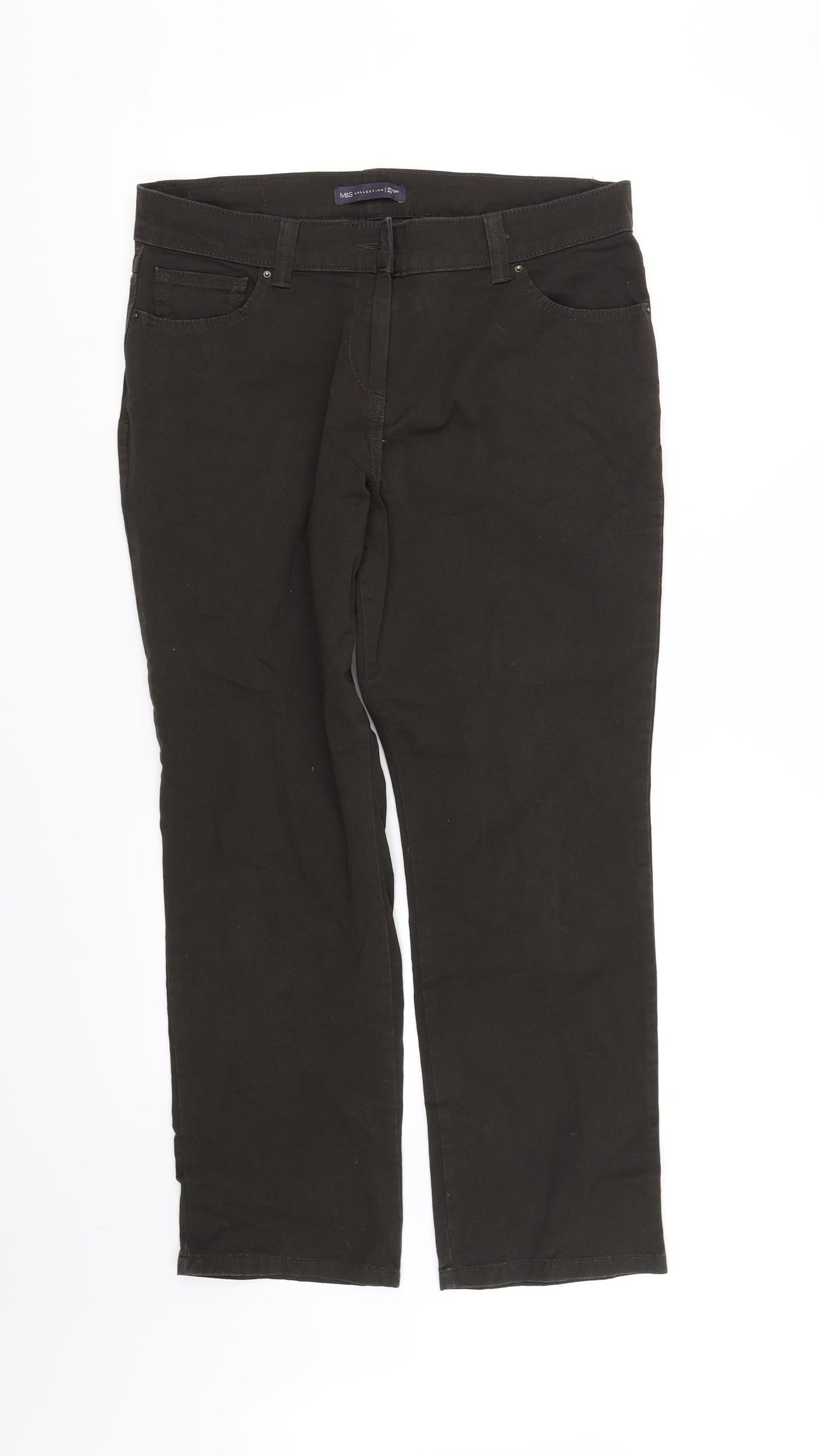 m&s Womens Green   Straight Jeans Size 14 L30 in