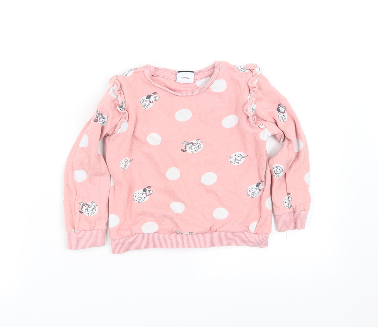 Disney Girls Pink Polka Dot  Basic T-Shirt Size 3-4 Years