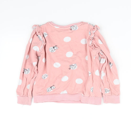Disney Girls Pink Polka Dot  Basic T-Shirt Size 3-4 Years