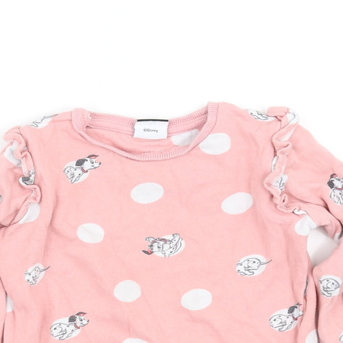 Disney Girls Pink Polka Dot  Basic T-Shirt Size 3-4 Years