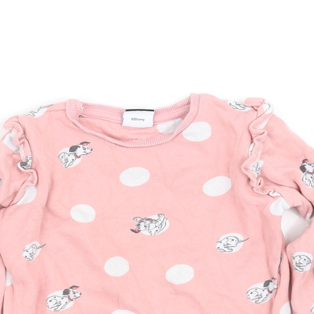 Disney Girls Pink Polka Dot  Basic T-Shirt Size 3-4 Years