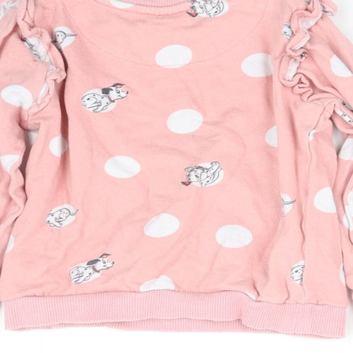 Disney Girls Pink Polka Dot  Basic T-Shirt Size 3-4 Years