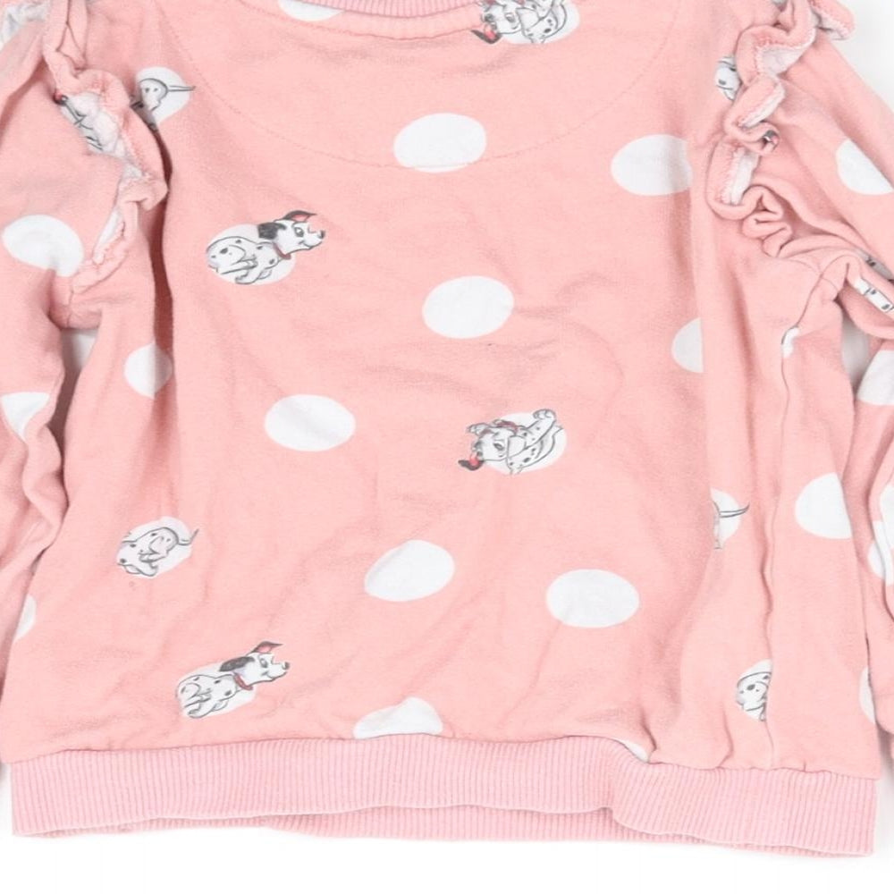 Disney Girls Pink Polka Dot  Basic T-Shirt Size 3-4 Years