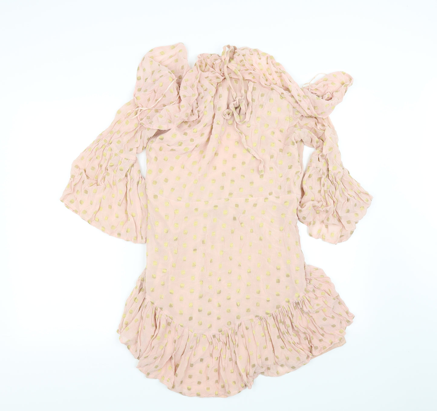 Topshop Womens Pink Polka Dot  Fit & Flare  Size 14
