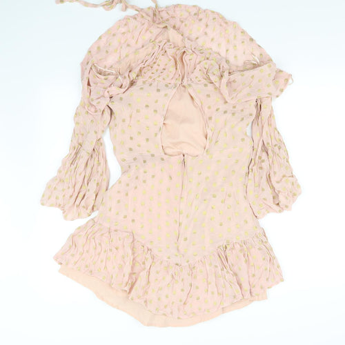 Topshop Womens Pink Polka Dot  Fit & Flare  Size 14