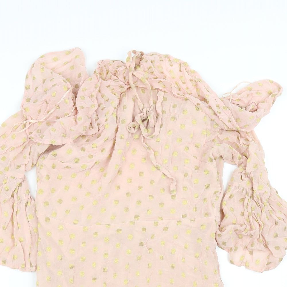 Topshop Womens Pink Polka Dot  Fit & Flare  Size 14
