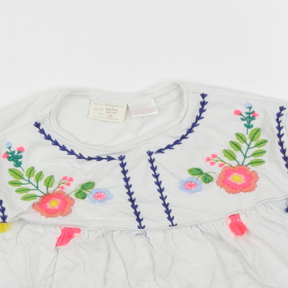 Zara Girls White   Basic T-Shirt Size 18-24 Months