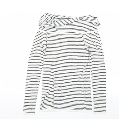 Zara Womens White Striped  Pullover Jumper Size M