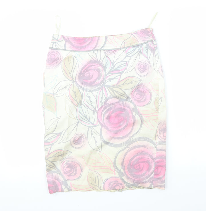 Coast Womens Ivory Floral A-Line Skirt Size 8