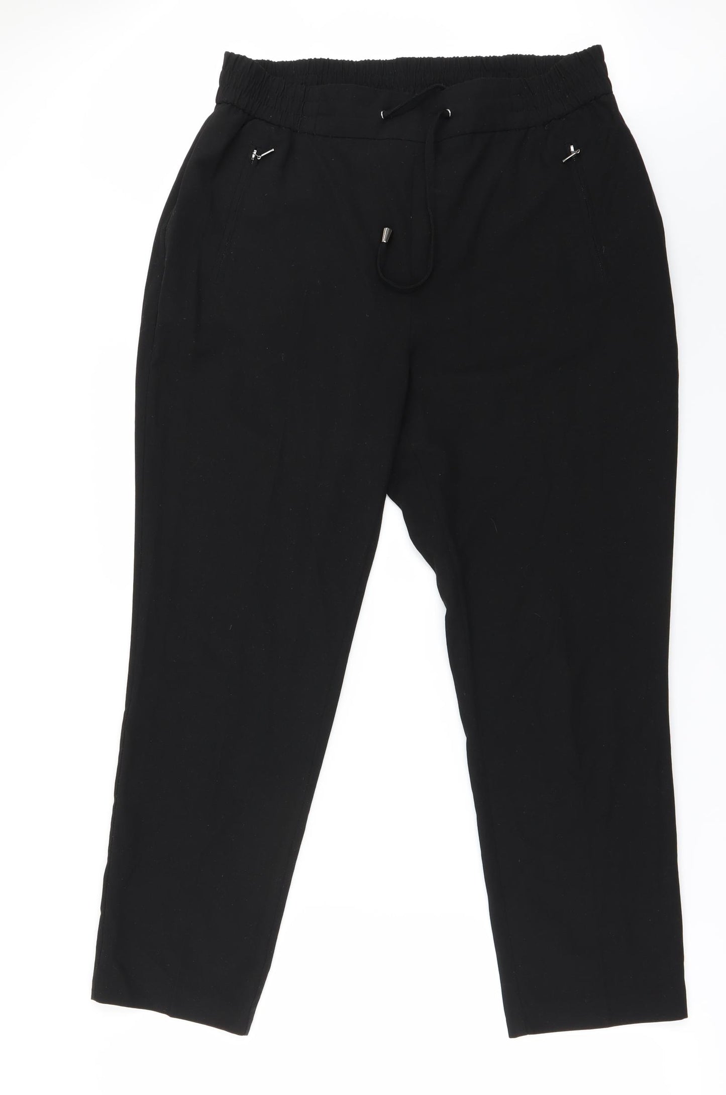 Peacocks Womens Black   Trousers  Size 14 L27 in