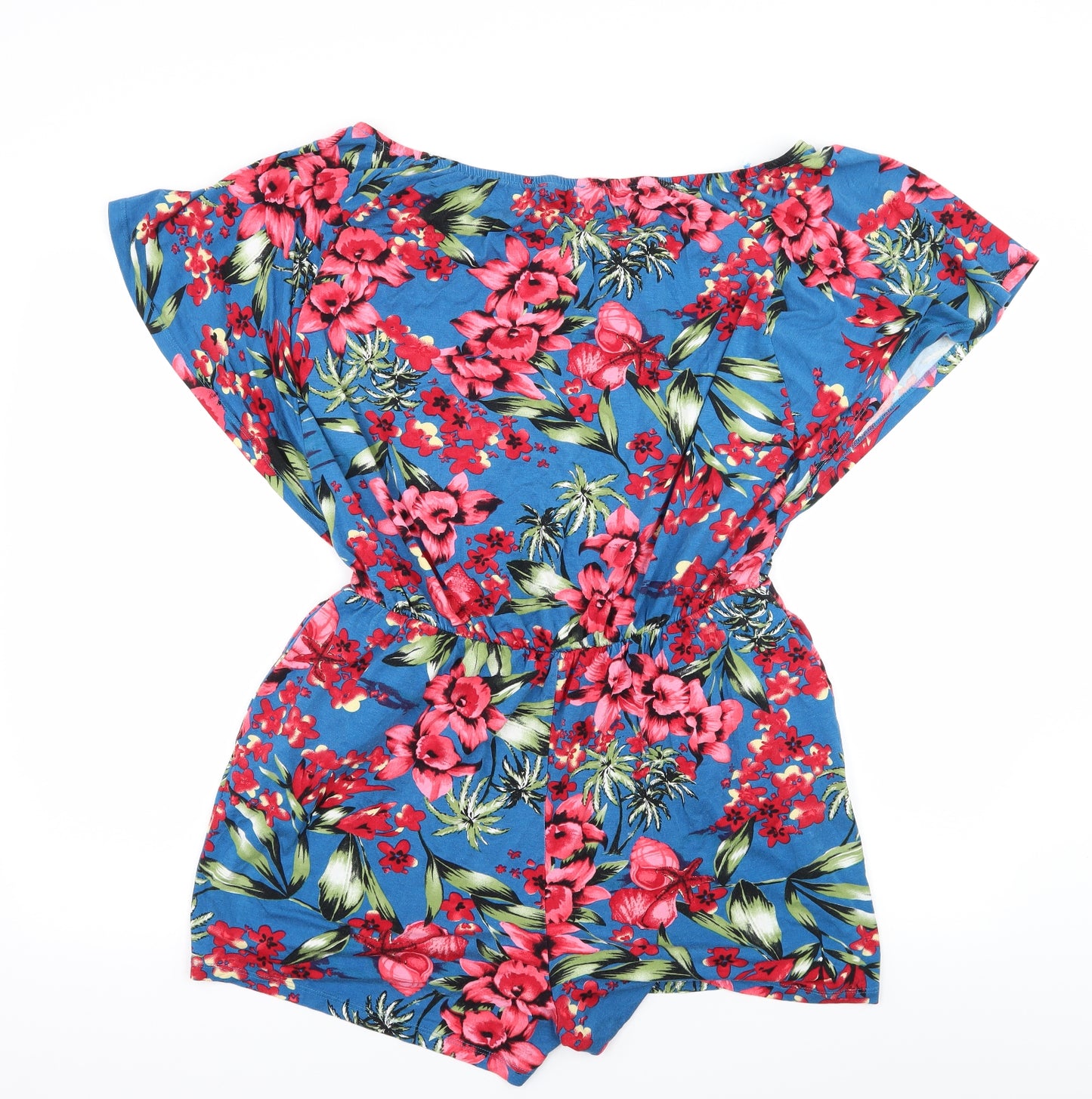 TU Womens Blue Floral Jersey Playsuit One-Piece Size 12