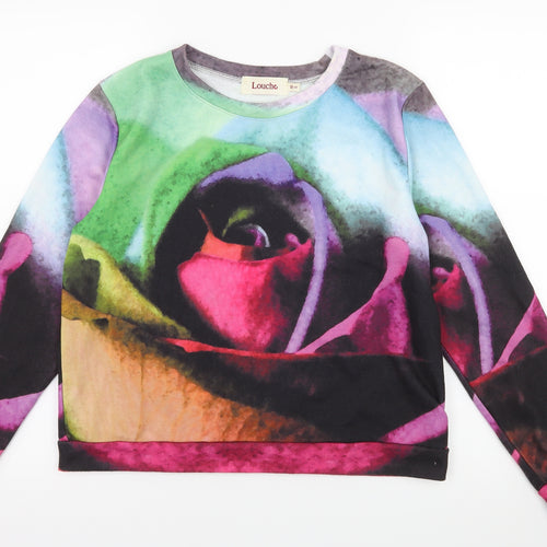 Louche Womens Multicoloured Geometric Jersey Pullover Sweatshirt Size 10