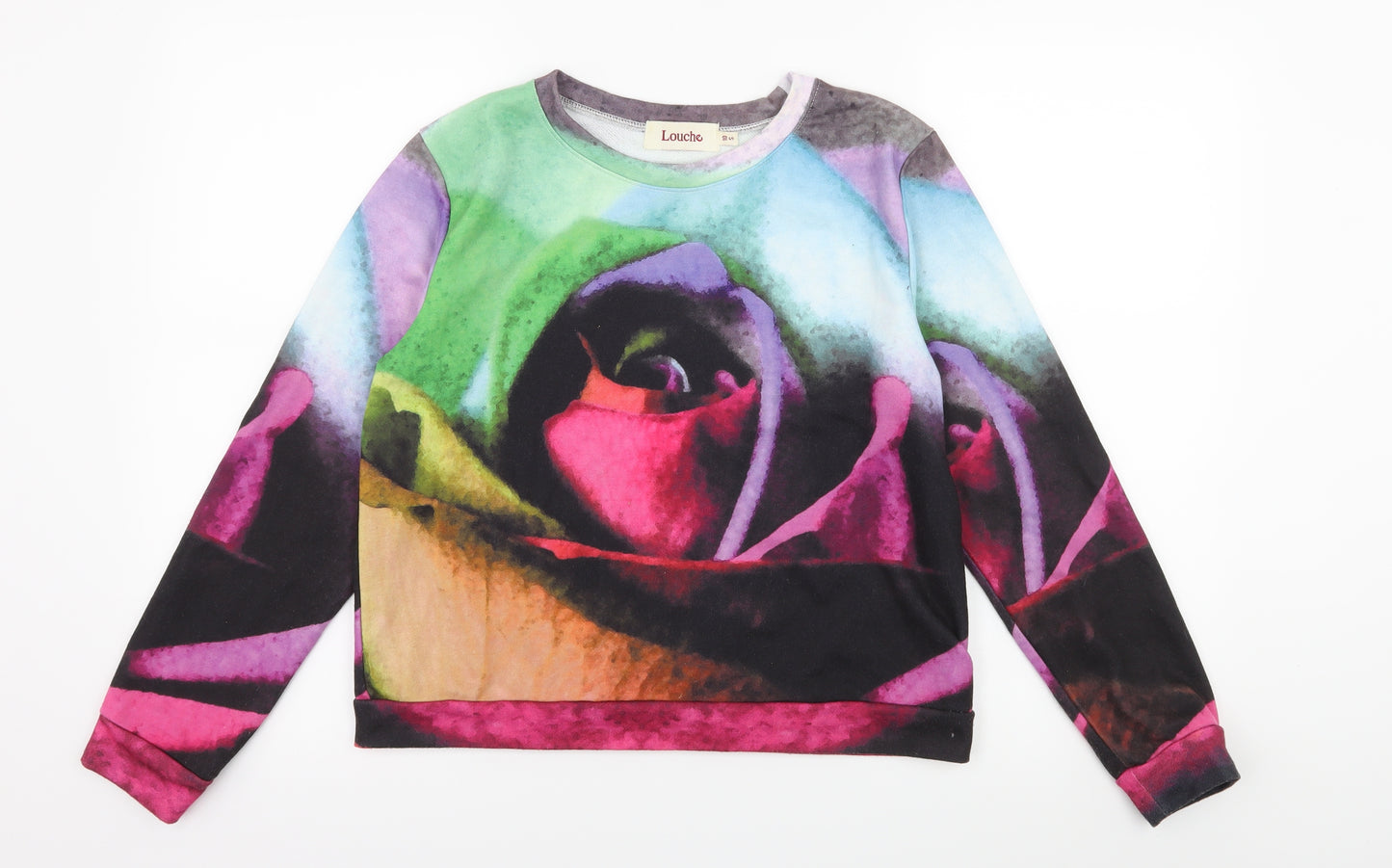 Louche Womens Multicoloured Geometric Jersey Pullover Sweatshirt Size 10