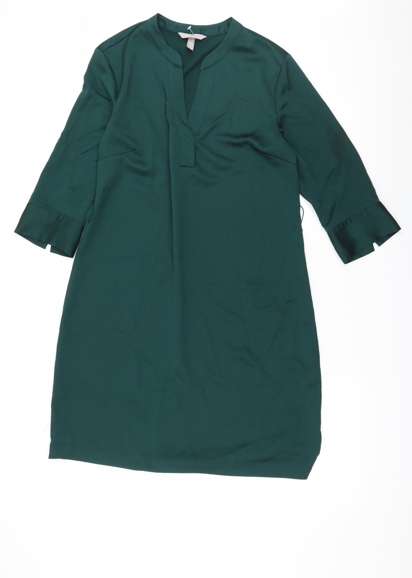 H&M Womens Green  Satin Shift  Size 12