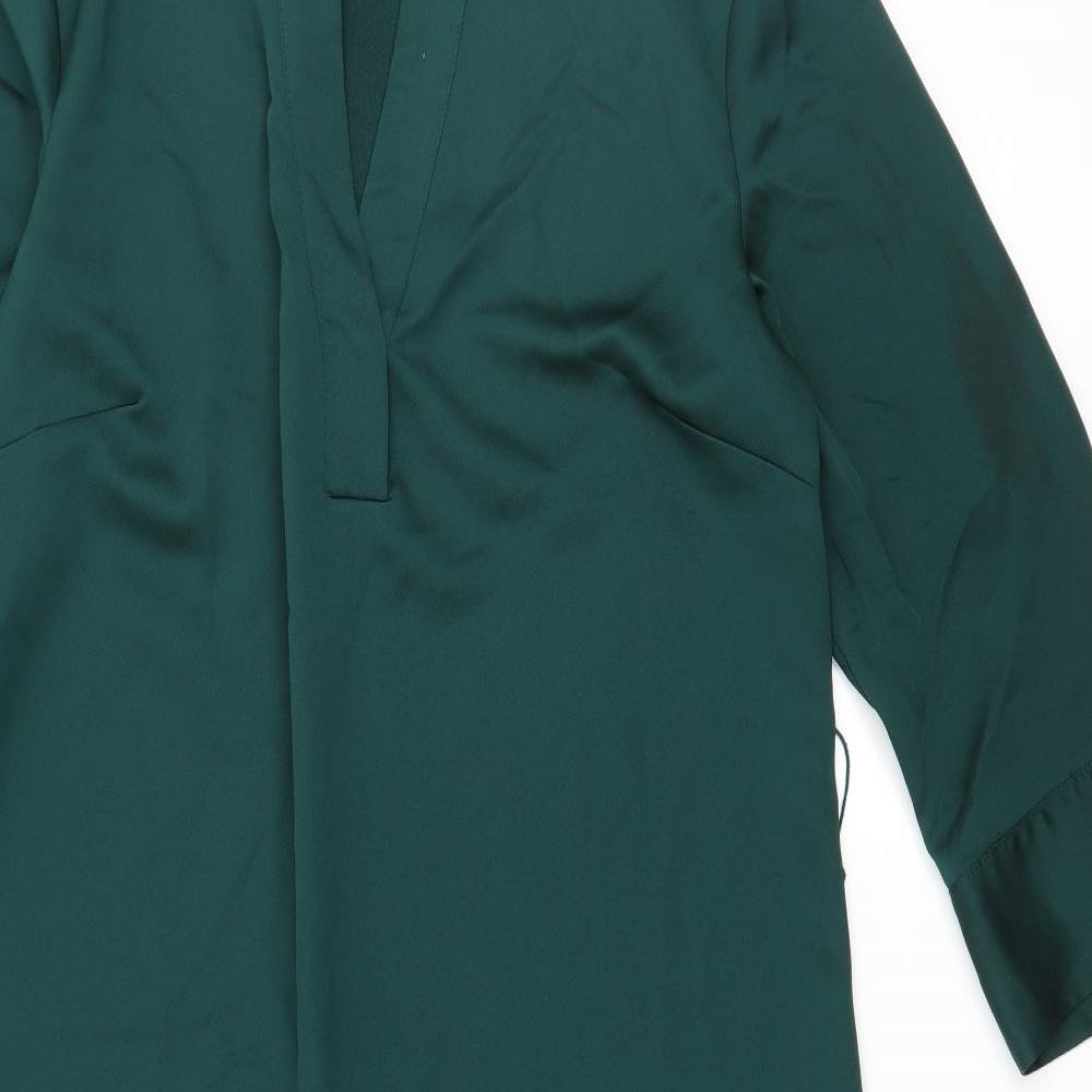H&M Womens Green  Satin Shift  Size 12
