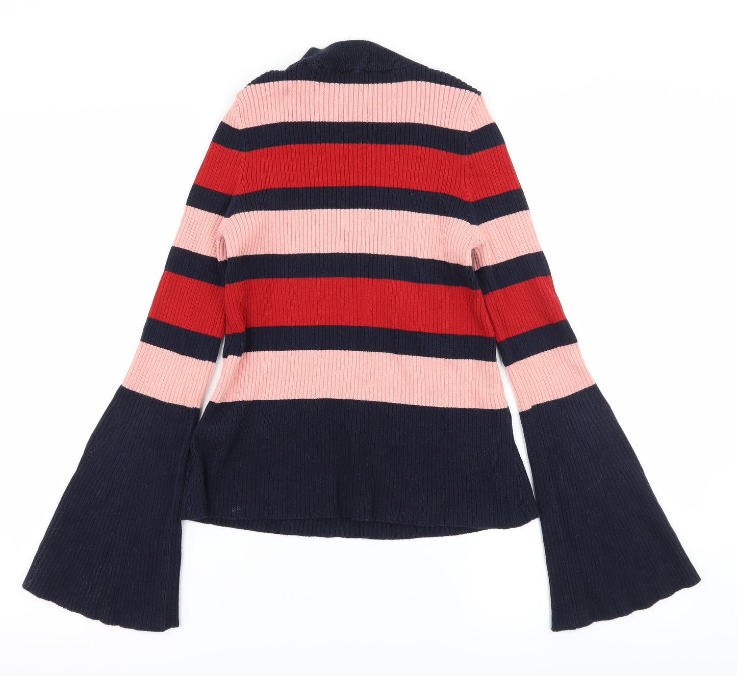 Marks and Spencer Womens Blue Striped Knit Pullover Jumper Size 8  - Flared Sleeves