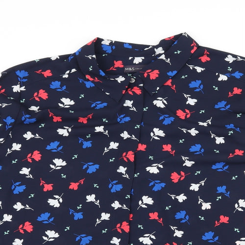 Marks and Spencer Womens Blue Floral  Basic Blouse Size 20