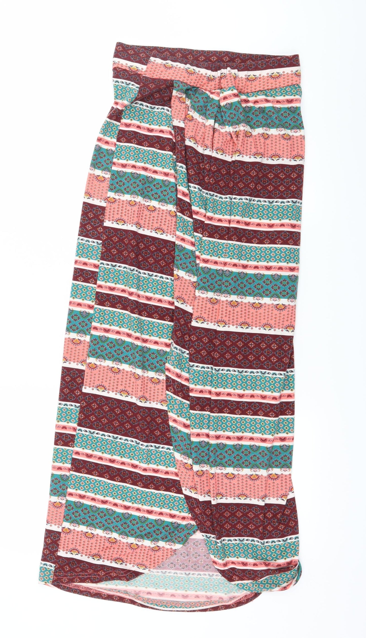 Red Womens Multicoloured Striped Jersey Maxi Skirt Size 8