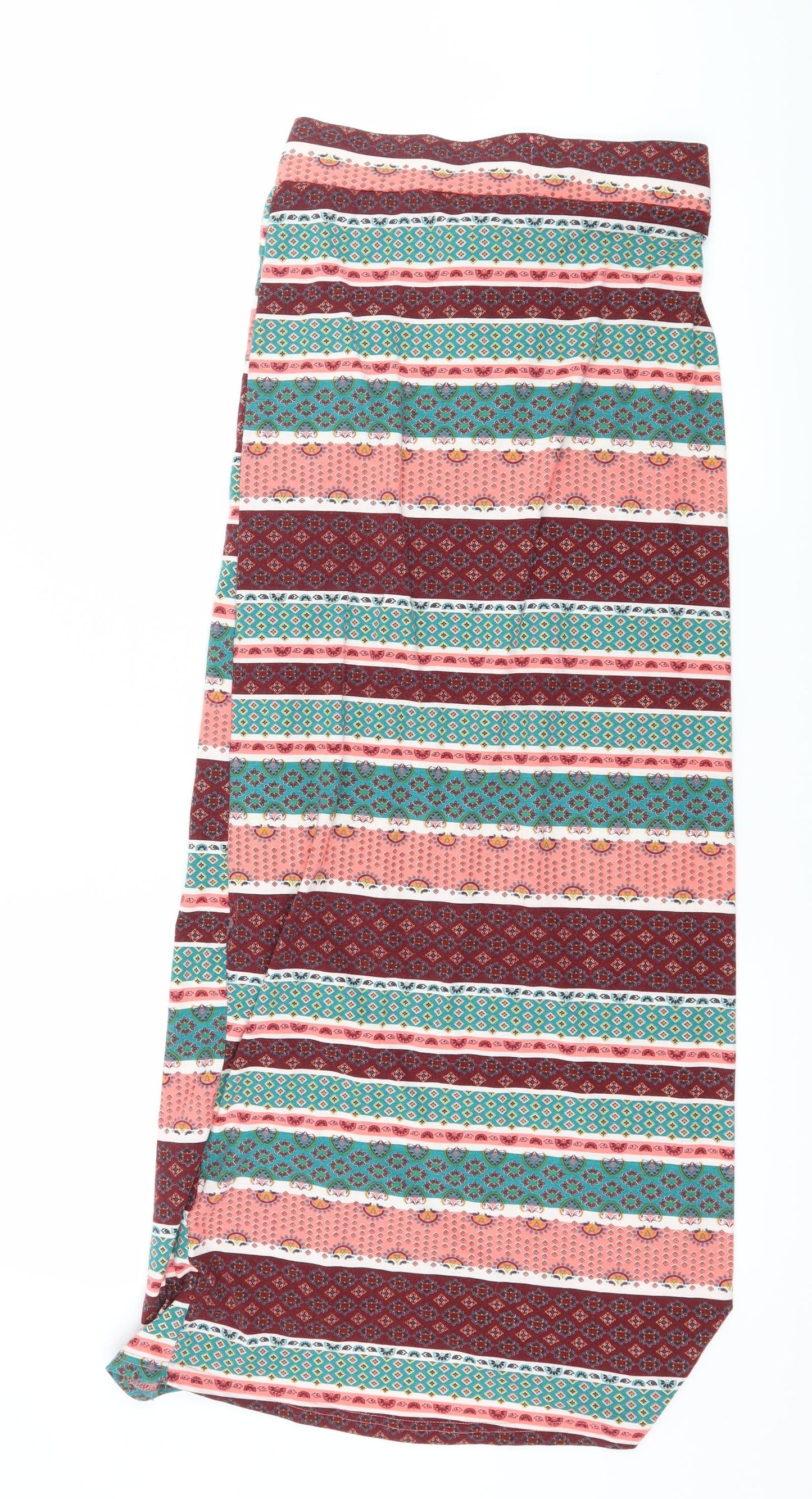 Red Womens Multicoloured Striped Jersey Maxi Skirt Size 8