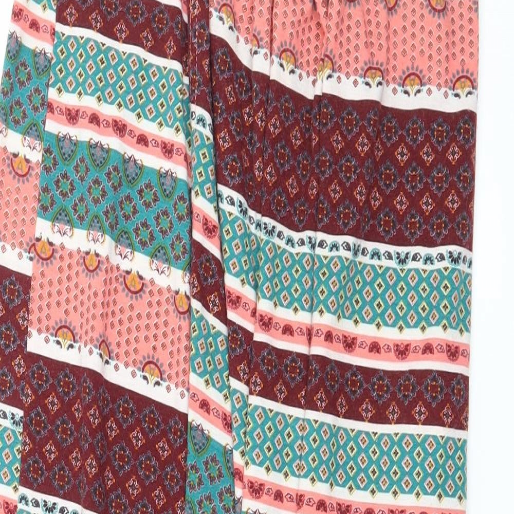 Red Womens Multicoloured Striped Jersey Maxi Skirt Size 8