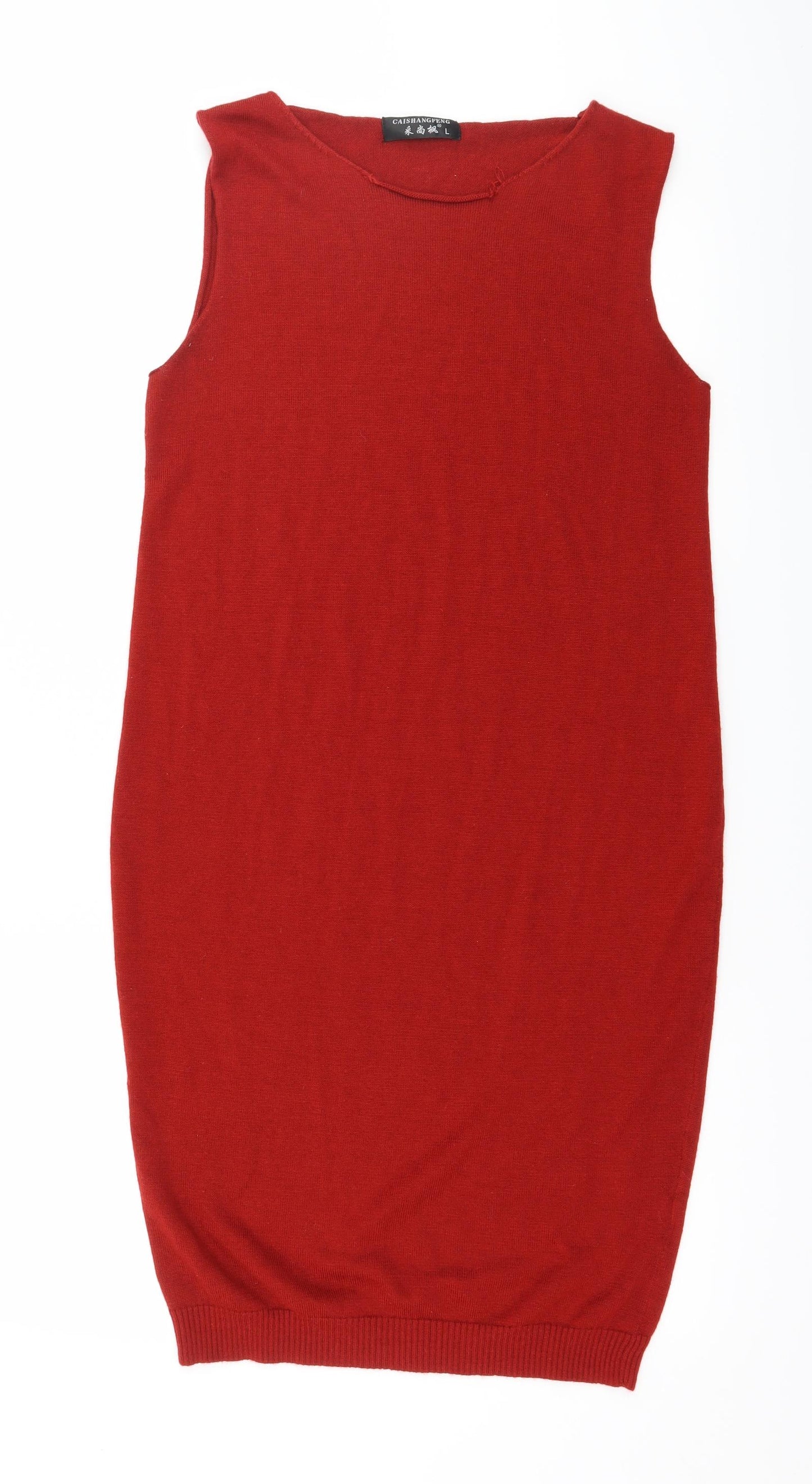 Caishangfeng Womens Red  Knit Jumper Dress  Size L