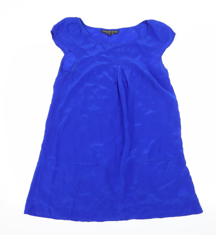 Topshop Womens Blue Satin Sheath Size 8