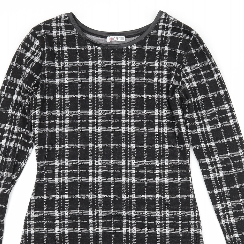 Wall G Womens Black Check Jersey Bodycon  Size S