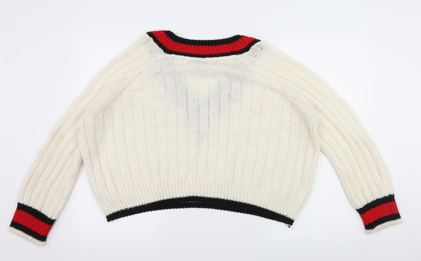 Topshop Womens White Striped Knit Pullover Jumper Size 12