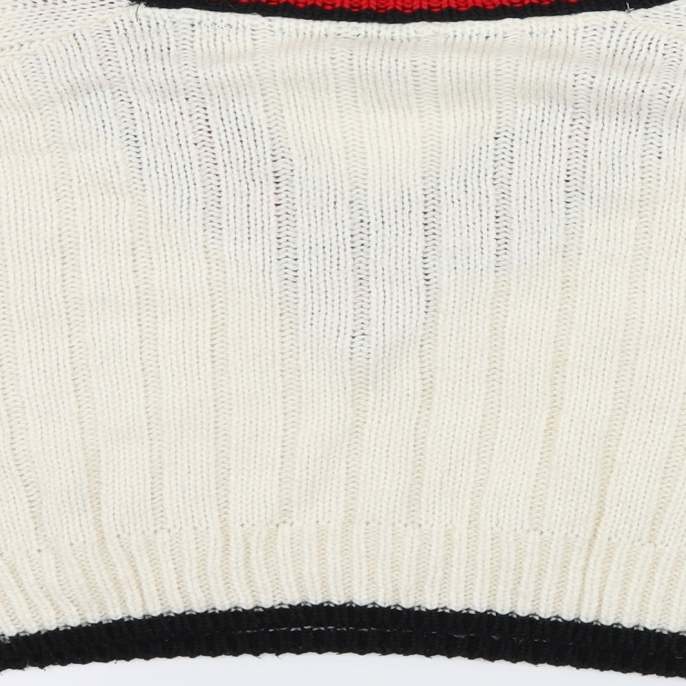 Topshop Womens White Striped Knit Pullover Jumper Size 12