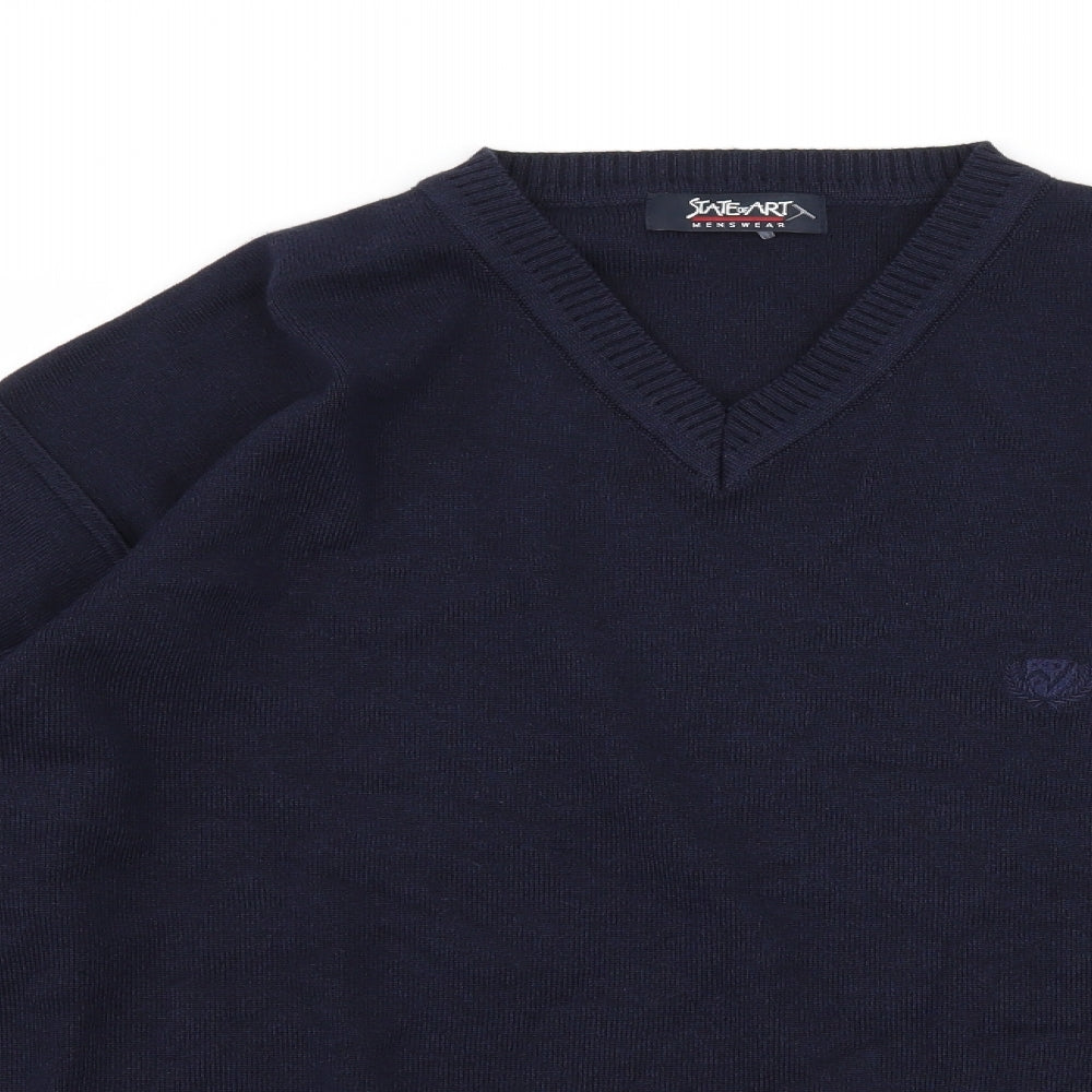 State of Art Mens Blue  Knit Pullover Jumper Size L