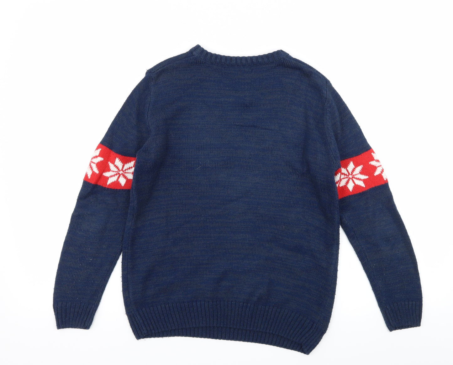 George Boys Blue  Knit Pullover Jumper Size 9-10 Years  - Rudolph Christmas