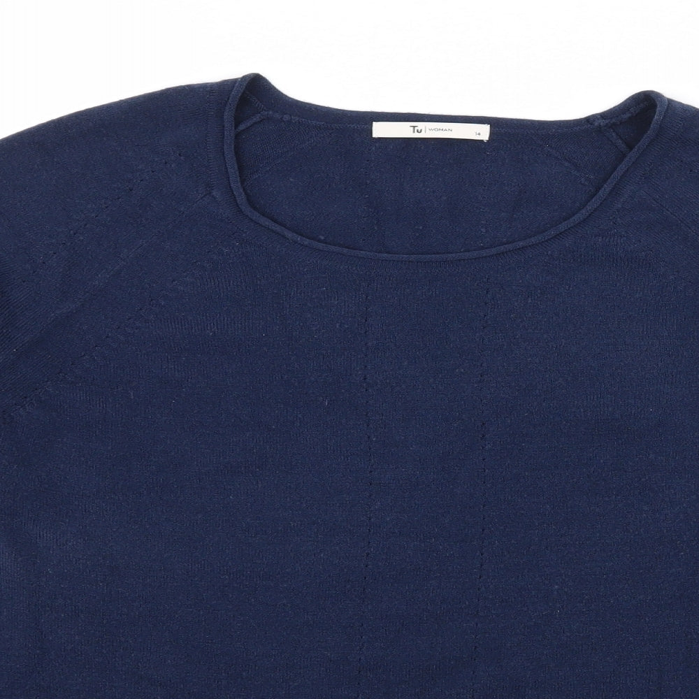 TU Womens Blue  Knit Pullover Jumper Size 14