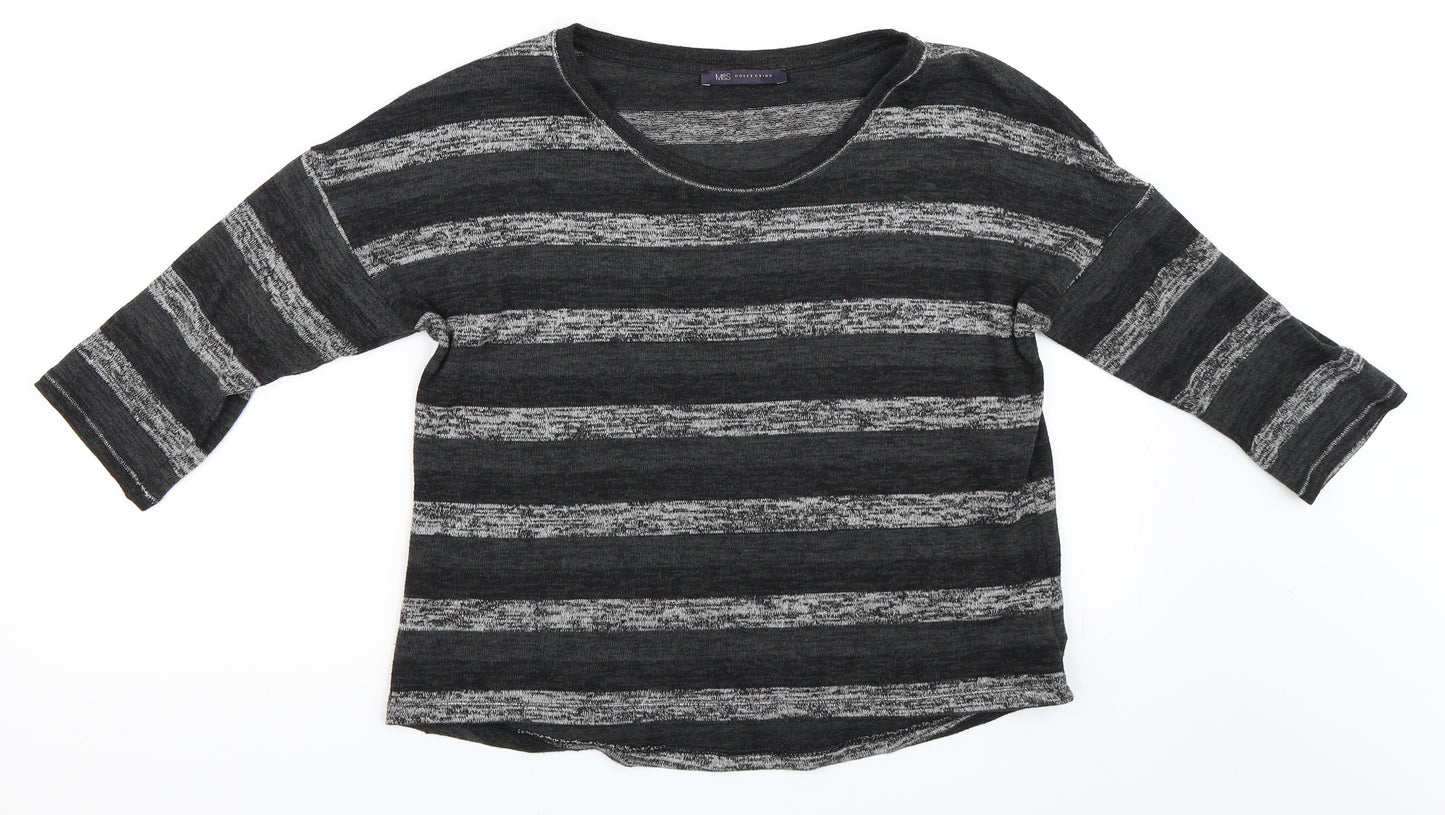 Marks and Spencer Womens Grey Striped  Pullover Jumper Size 10