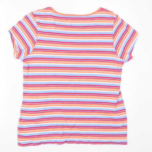 Papaya Womens Orange Striped  Basic T-Shirt Size 20