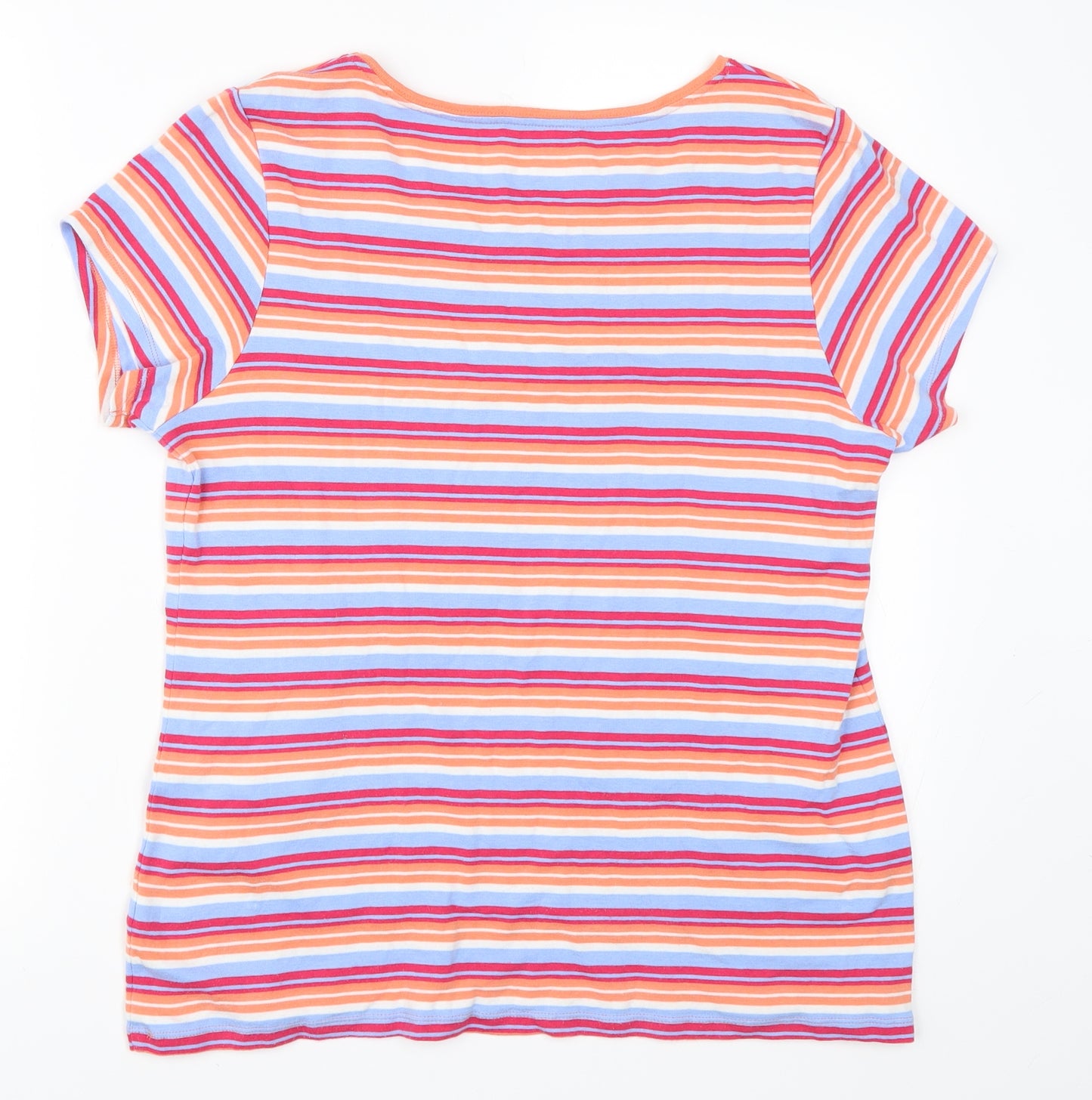 Papaya Womens Orange Striped  Basic T-Shirt Size 20