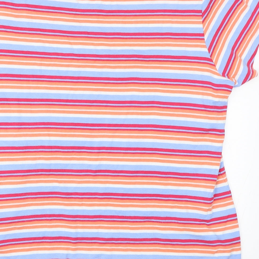 Papaya Womens Orange Striped  Basic T-Shirt Size 20