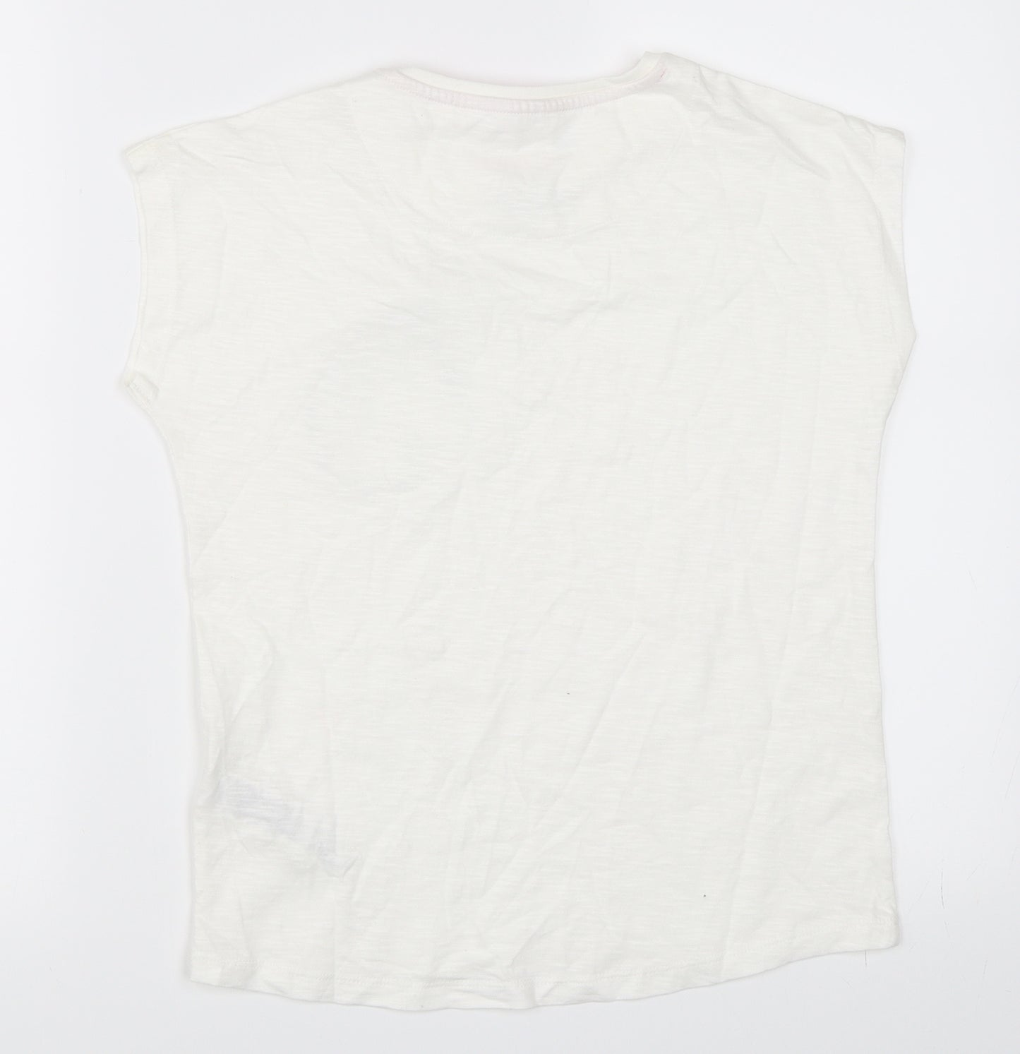Marks and Spencer Girls White   Basic T-Shirt Size 8-9 Years  - Unicorn