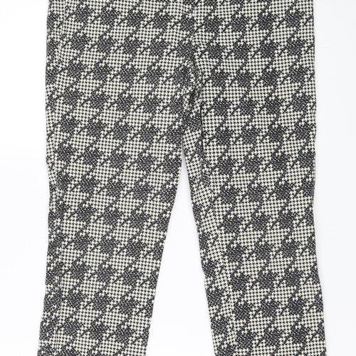 Topshop Womens Ivory Houndstooth  Cropped Trousers Size 10 L23 in