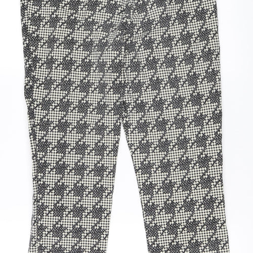 Topshop Womens Ivory Houndstooth  Cropped Trousers Size 10 L23 in