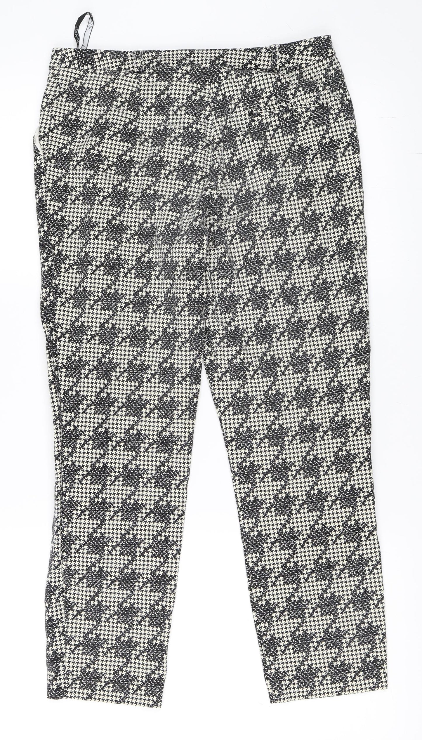 Topshop Womens Ivory Houndstooth  Cropped Trousers Size 10 L23 in