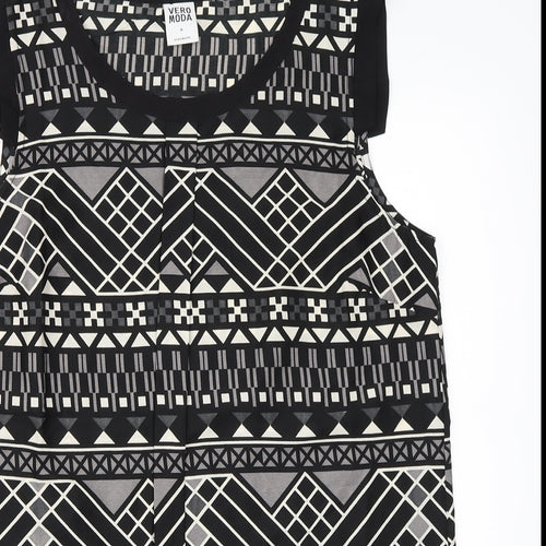 Vera Moda Womens Black Geometric  Basic Blouse Size M