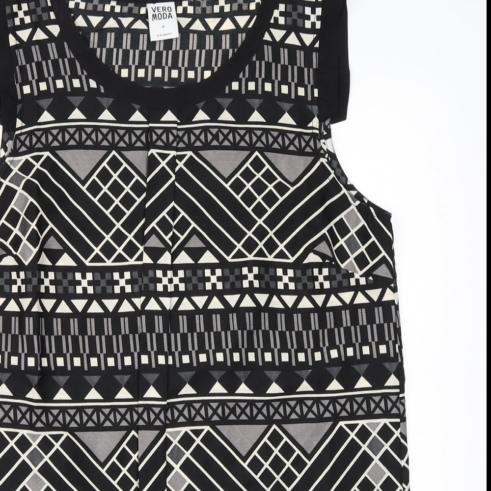 Vera Moda Womens Black Geometric  Basic Blouse Size M