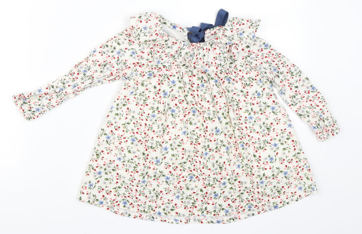Arim Closet Girls Ivory Floral  Skater Dress  Size S