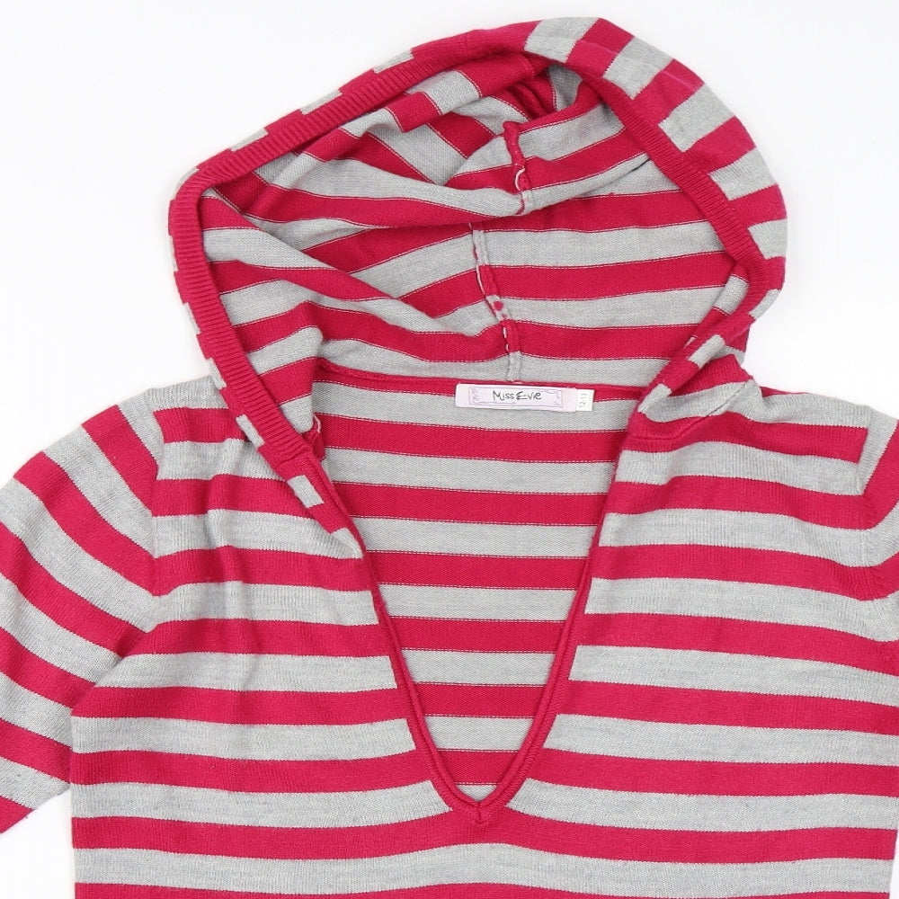 Miss Evie Girls Pink Striped  Pullover Jumper Size 12-13 Years