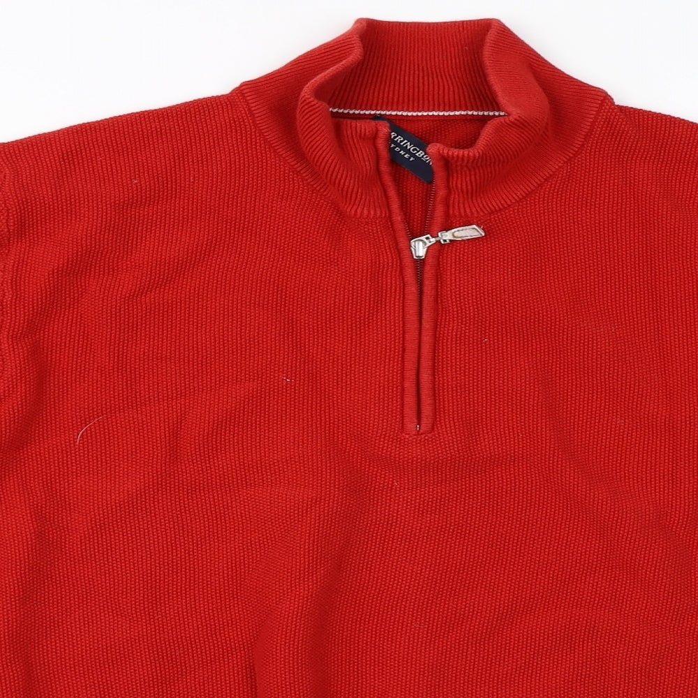 Herringbone Mens Red   Henley Sweatshirt Size XL