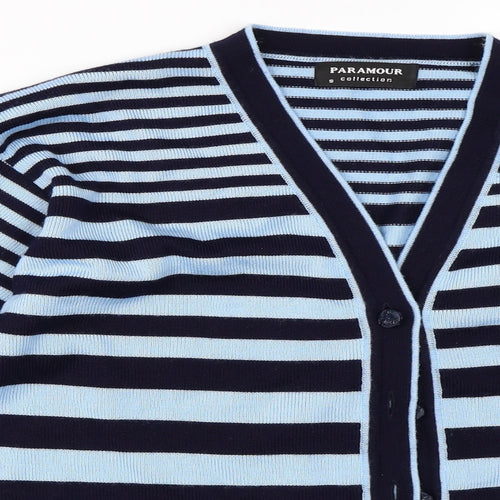 Paramour Womens Blue Striped  Cardigan Jumper Size S